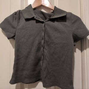 No boundaries green button down shirt